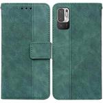 For Xiaomi Redmi Note 10 5G / Poco M3 Pro Geometric Embossed Leather Phone Case(Green)