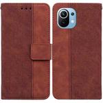 For Xiaomi Mi 11 Geometric Embossed Leather Phone Case(Brown)
