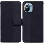 For Xiaomi Mi 11 Geometric Embossed Leather Phone Case(Black)