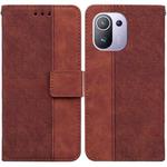 For Xiaomi Mi 11 Pro Geometric Embossed Leather Phone Case(Brown)