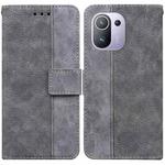 For Xiaomi Mi 11 Pro Geometric Embossed Leather Phone Case(Grey)
