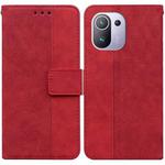 For Xiaomi Mi 11 Pro Geometric Embossed Leather Phone Case(Red)