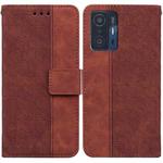 For Xiaomi Mi 11T / 11T Pro Geometric Embossed Leather Phone Case(Brown)