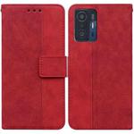 For Xiaomi Mi 11T / 11T Pro Geometric Embossed Leather Phone Case(Red)