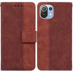 For Xiaomi Mi 11 Lite 5G / 4G Geometric Embossed Leather Phone Case(Brown)