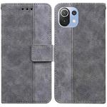 For Xiaomi Mi 11 Lite 5G / 4G Geometric Embossed Leather Phone Case(Grey)