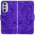 For Motorola Edge+ 2022 Tiger Embossing Pattern Horizontal Flip Leather Phone Case(Purple)