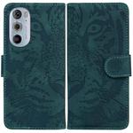 For Motorola Edge+ 2022 Tiger Embossing Pattern Horizontal Flip Leather Phone Case(Green)