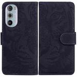 For Motorola Edge+ 2022 Tiger Embossing Pattern Horizontal Flip Leather Phone Case(Black)