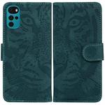 For Motorola Moto G22 Tiger Embossing Pattern Horizontal Flip Leather Phone Case(Green)