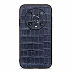 For Honor Magic4 Pro Accurate Hole Crocodile Texture Genuine Leather Phone Case(Blue)