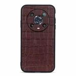 For Honor Magic4 Pro Accurate Hole Crocodile Texture Genuine Leather Phone Case(Brown)