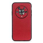 For Honor Magic4 Accurate Hole Litchi Texture Genuine Leather Phone Case(Red)