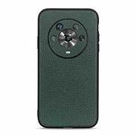 For Honor Magic4 Accurate Hole Litchi Texture Genuine Leather Phone Case(Green)