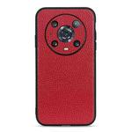 For Honor Magic4 Pro Accurate Hole Litchi Texture Genuine Leather Phone Case(Red)