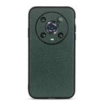 For Honor Magic4 Pro Accurate Hole Litchi Texture Genuine Leather Phone Case(Green)