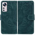 For Xiaomi 12 / 12X Tiger Embossing Pattern Horizontal Flip Leather Phone Case(Green)