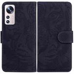 For Xiaomi 12 / 12X Tiger Embossing Pattern Horizontal Flip Leather Phone Case(Black)
