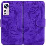 For Xiaomi 12 Pro Tiger Embossing Pattern Horizontal Flip Leather Phone Case(Purple)