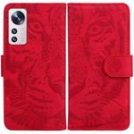 For Xiaomi 12 Pro Tiger Embossing Pattern Horizontal Flip Leather Phone Case(Red)