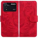 For Xiaomi Poco M4 Pro Tiger Embossing Pattern Horizontal Flip Leather Phone Case(Red)