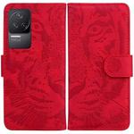 For Xiaomi Redmi K50 / Redmi K50 Pro Tiger Embossing Pattern Horizontal Flip Leather Phone Case(Red)