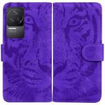 For Xiaomi Redmi K40S Tiger Embossing Pattern Horizontal Flip Leather Phone Case(Purple)