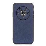 For Honor Magic4 Accurate Hole Cross Texture Genuine Leather Phone Case(Blue)