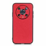 For Honor Magic4 Pro Accurate Hole Cross Texture Genuine Leather Phone Case(Red)