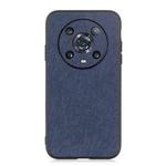 For Honor Magic4 Pro Accurate Hole Cross Texture Genuine Leather Phone Case(Blue)