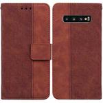 For Samsung Galaxy S10 Geometric Embossed Leather Phone Case(Brown)