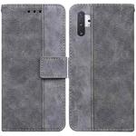 For Samsung Galaxy Note10+ Geometric Embossed Leather Phone Case(Grey)