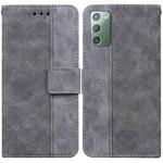 For Samsung Galaxy Note20 Geometric Embossed Leather Phone Case(Grey)