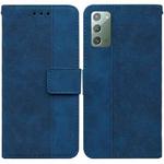 For Samsung Galaxy Note20 Geometric Embossed Leather Phone Case(Blue)