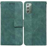 For Samsung Galaxy Note20 Geometric Embossed Leather Phone Case(Green)