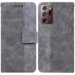 For Samsung Galaxy Note20 Ultra Geometric Embossed Leather Phone Case(Grey)