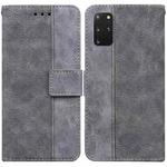 For Samsung Galaxy S20+ Geometric Embossed Leather Phone Case(Grey)
