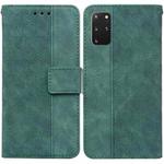 For Samsung Galaxy S20+ Geometric Embossed Leather Phone Case(Green)