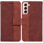 For Samsung Galaxy S21 5G Geometric Embossed Leather Phone Case(Brown)