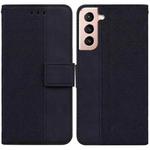For Samsung Galaxy S21 5G Geometric Embossed Leather Phone Case(Black)