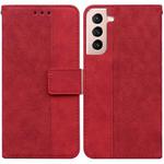 For Samsung Galaxy S21 5G Geometric Embossed Leather Phone Case(Red)