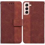 For Samsung Galaxy S21+ 5G Geometric Embossed Leather Phone Case(Brown)