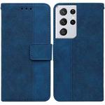 For Samsung Galaxy S21 Ultra 5G Geometric Embossed Leather Phone Case(Blue)