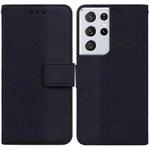 For Samsung Galaxy S21 Ultra 5G Geometric Embossed Leather Phone Case(Black)