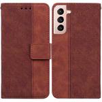 For Samsung Galaxy S22 5G Geometric Embossed Leather Phone Case(Brown)