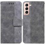 For Samsung Galaxy S22+ 5G Geometric Embossed Leather Phone Case(Grey)