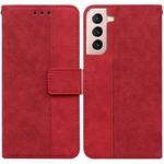 For Samsung Galaxy S22+ 5G Geometric Embossed Leather Phone Case(Red)