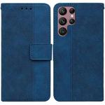 For Samsung Galaxy S22 Ultra 5G Geometric Embossed Leather Phone Case(Blue)
