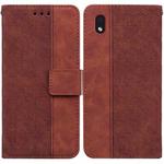 For Samsung Galaxy A01 Core Geometric Embossed Leather Phone Case(Brown)