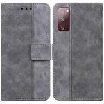 For Samsung Galaxy S20 FE 5G Geometric Embossed Leather Phone Case(Grey)